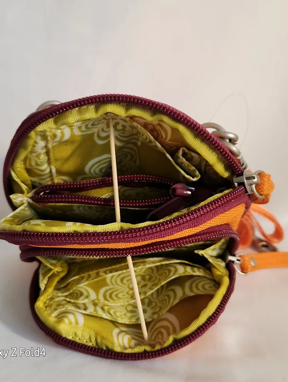 Haiku Orange Crossbody with Plum Trim and Embroidered Swirls